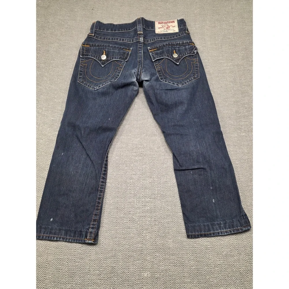 True Religion Mens Section Straight Dark Wash Jeans 29 Horseshoe Stitch‎ Blue